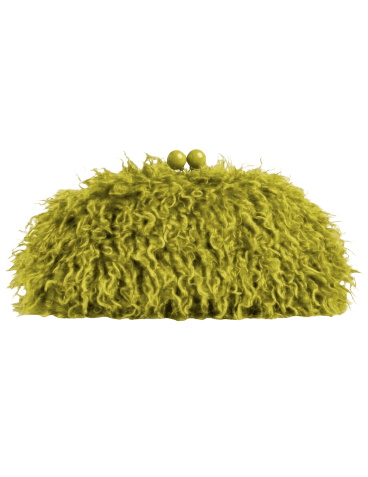 Fleur de Camélia Sawyer Fuzzy Pouch Clutch in chartreuse
