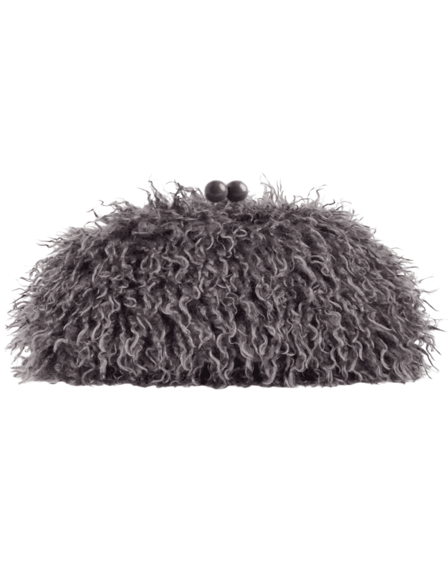 Fleur de Camélia Sawyer Fuzzy Pouch Clutch in dark grey