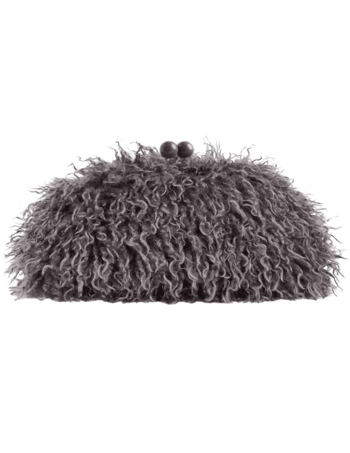 Fleur de Camélia Sawyer Fuzzy Pouch Clutch in dark grey