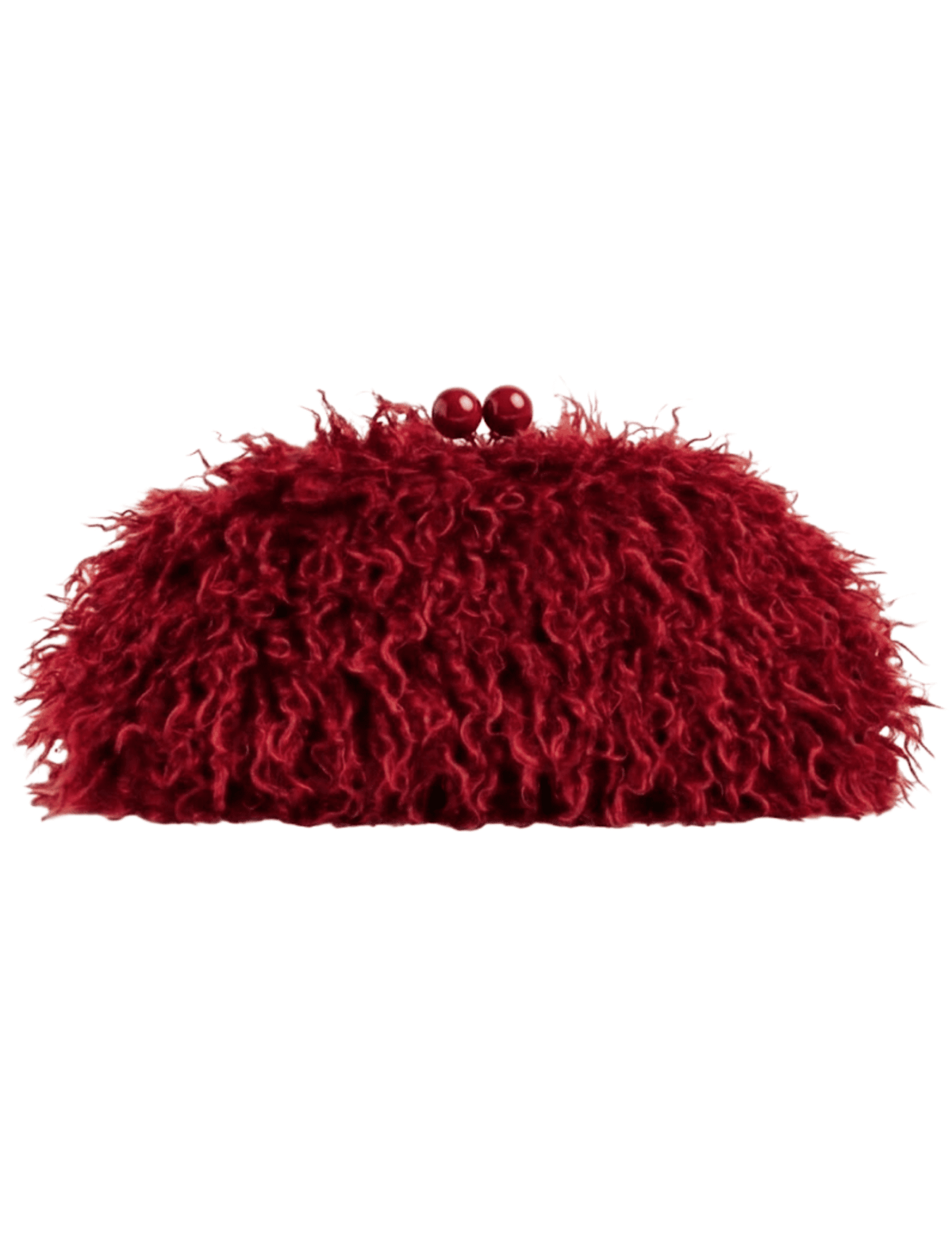 Fleur de Camélia Sawyer Fuzzy Pouch Clutch in red