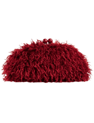 Fleur de Camélia Sawyer Fuzzy Pouch Clutch in red