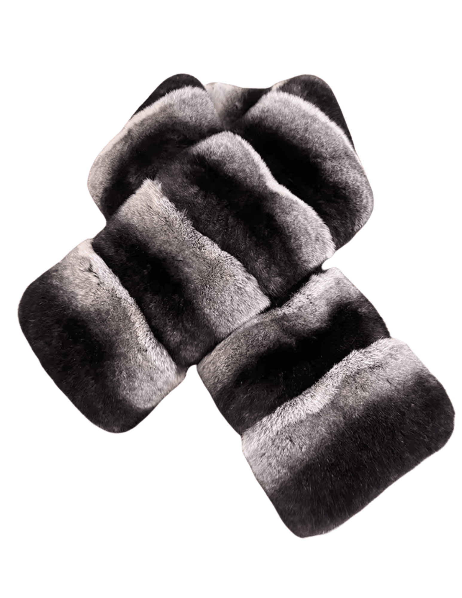 Fleur de Camélia Scarlett Rex Shawl Scarf in black grey rabbit fur.