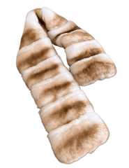 “Fleur de Camélia Scarlett Rex Shawl Scarf in ivory tan rabbit fur