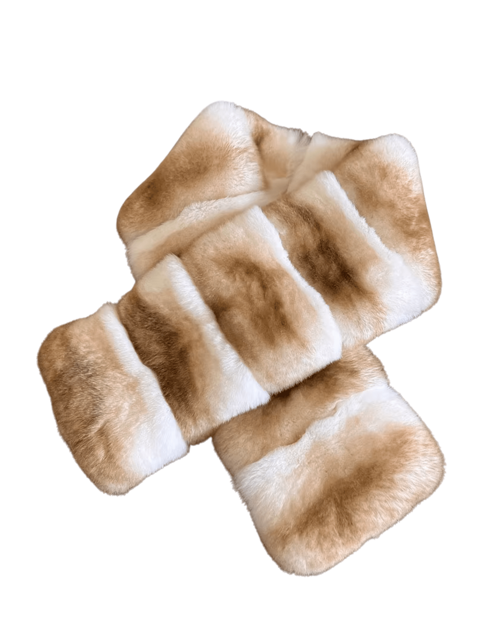 “Fleur de Camélia Scarlett Rex Shawl Scarf in ivory tan rabbit fur