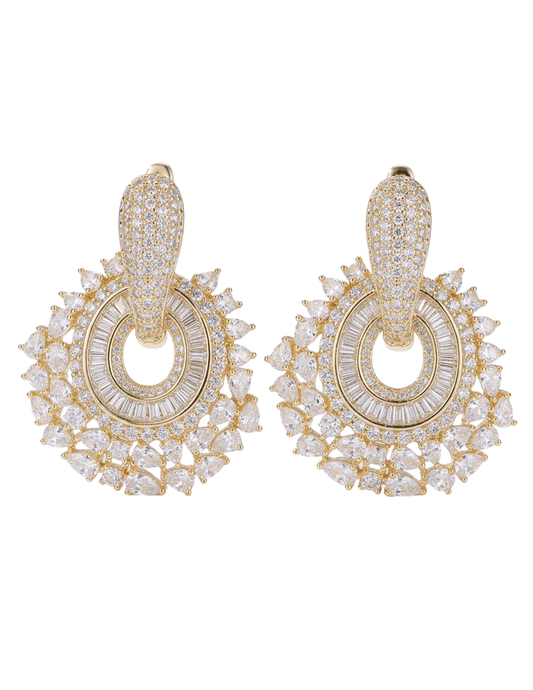 Fleur de Camélia Sienna CZ Earrings Gold