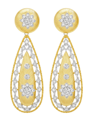 Fleur de Camélia Sofia Dangle Earrings in gold with textured metal and CZ teardrop design