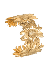 Side view of Fleur de Camélia sunflower bracelet with detailed gold petals
