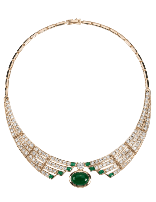 Fleur de Camélia Sutton Collar Necklace in Gold and Green