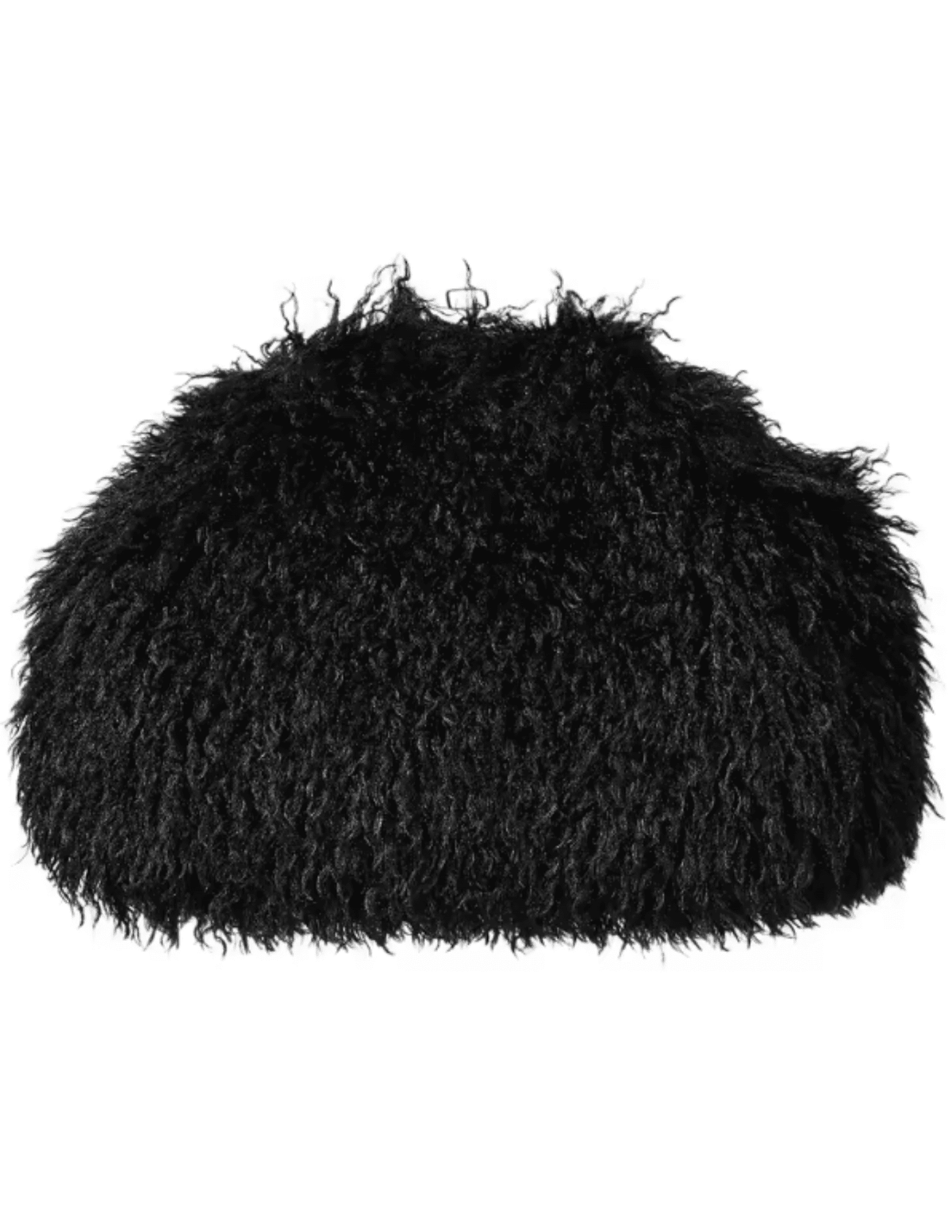Fleur de Camélia Sydney Oversized Fuzzy Pouch Clutch in black