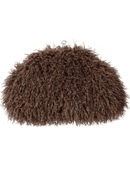 Fleur de Camélia Sydney Oversized Fuzzy Pouch Clutch in brown