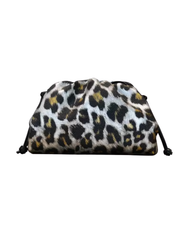 Fleur de Camélia Whitney Small Silver Leopard Clutch