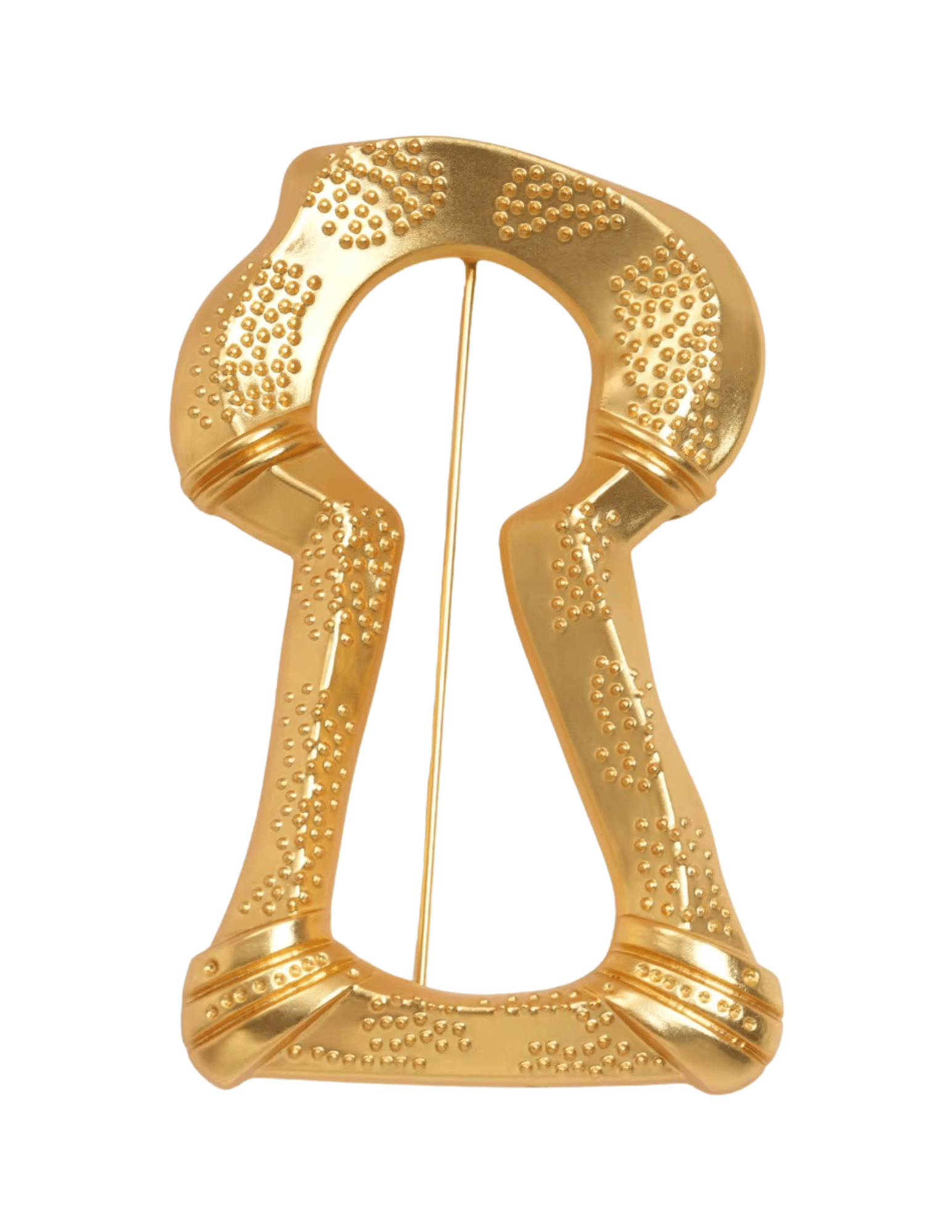 Fleur de Camélia Yazmin keyhole brooch in textured gold-tone metal