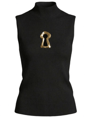 Fleur de Camélia Yazmin keyhole knit tank in black front view