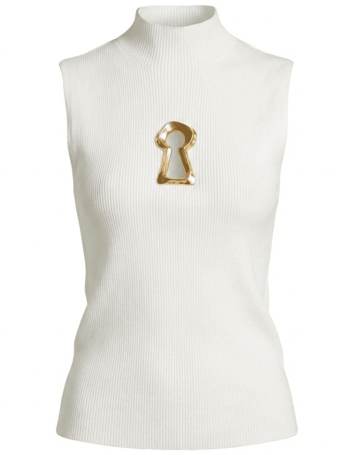 Fleur de Camélia Yazmin keyhole knit tank in white front view
