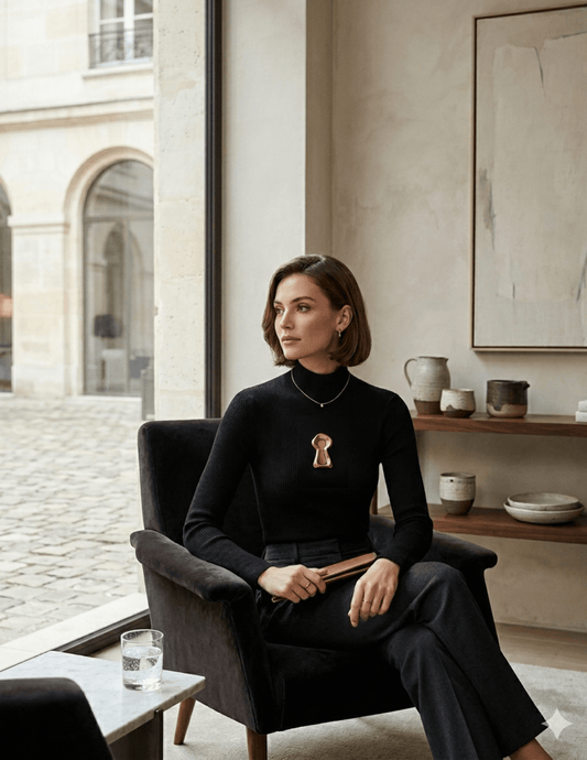 Fleur de Camélia - Fleur de Camélia Yazmin Keyhole Knit Long Sleeve in Black - Buy Online