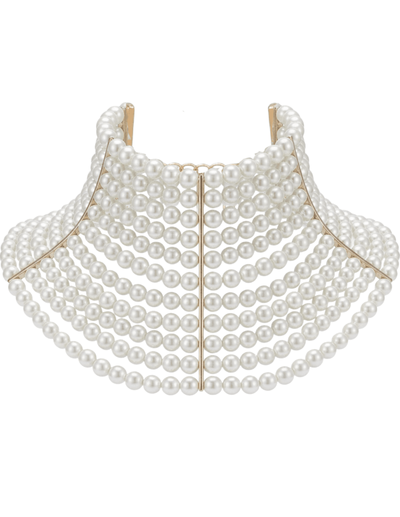 Fleur de Camélia Zola Pearl Collar Necklace with layered white faux pearls and gold-tone detailing.