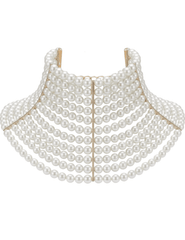 Fleur de Camélia Zola Pearl Collar Necklace with layered white faux pearls and gold-tone detailing.