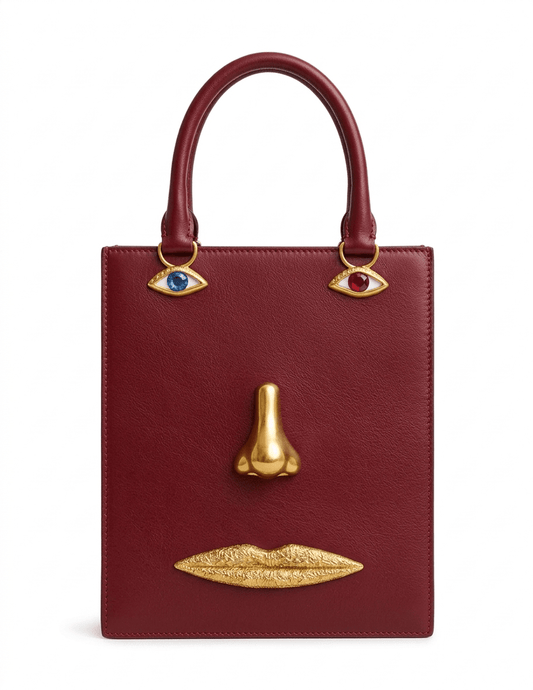 MAISON VERROU Celeste Face Leather Handbag in Garnet