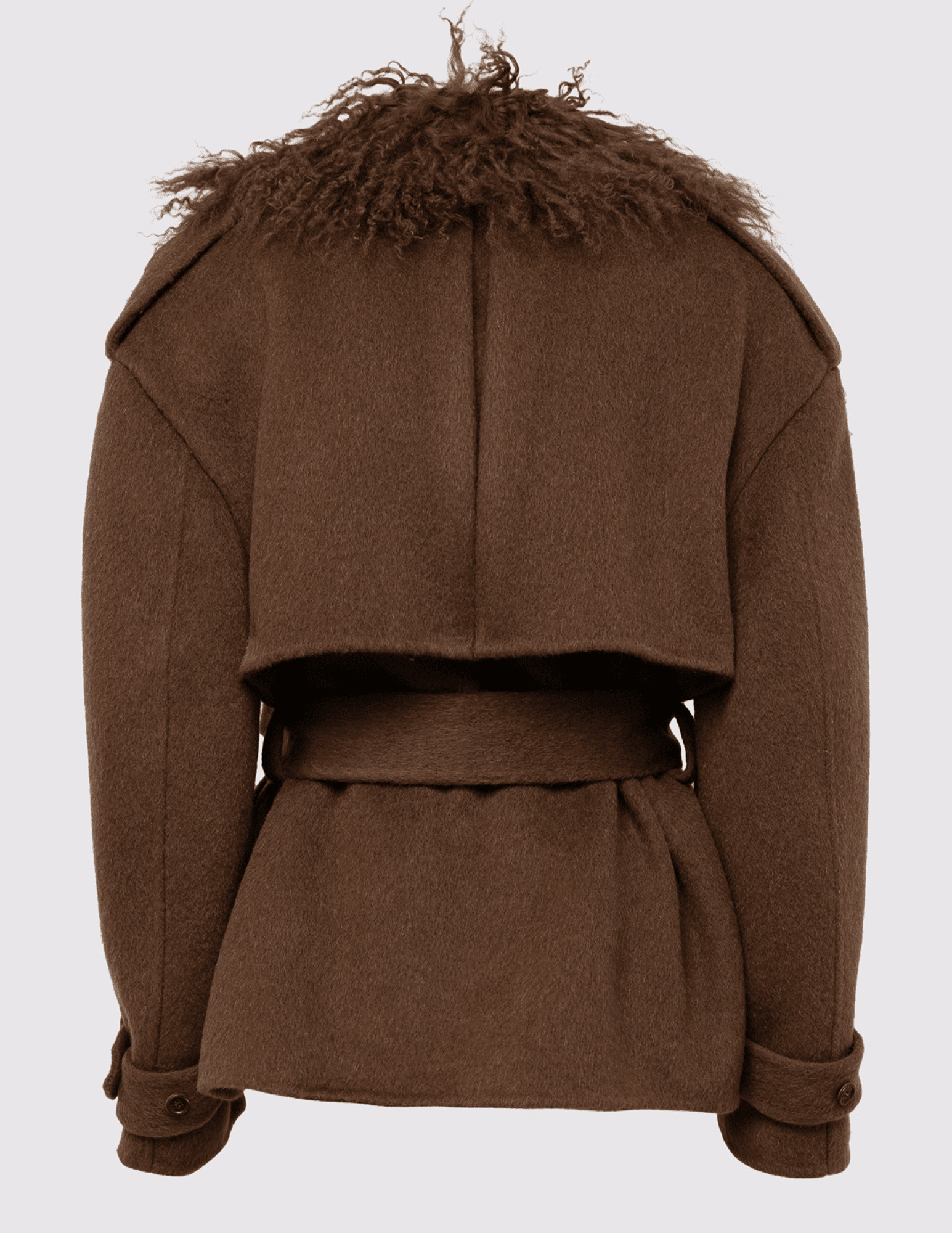 Giuseppe Di Morabito cropped wool trench in brown back view
