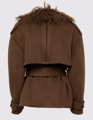 Giuseppe Di Morabito cropped wool trench in brown back view