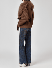 Giuseppe Di Morabito cropped wool trench in brown back view on model