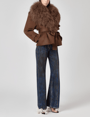 Side view of Giuseppe Di Morabito cropped wool trench in brown