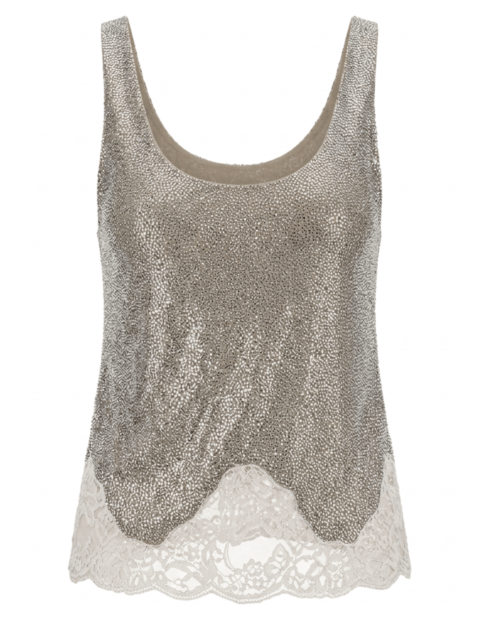 Giuseppe Di Morabito Embellished Lace Trim Tank Nude