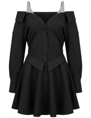 Giuseppe Di Morabito Embellished Off Shoulder Shirt Dress Black