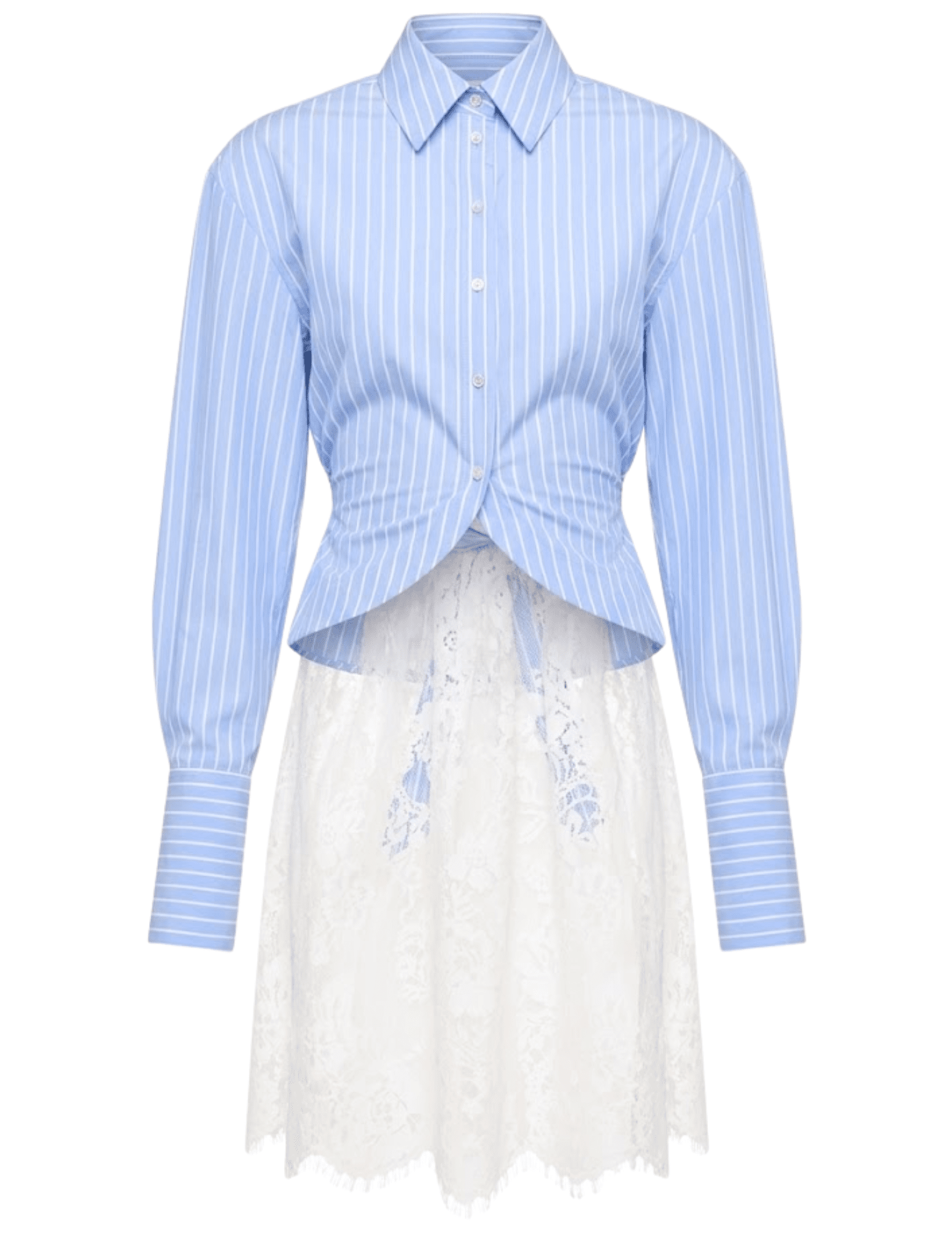 Giuseppe Di Morabito High-Lo Lace Back Shirt Blue White Stripe