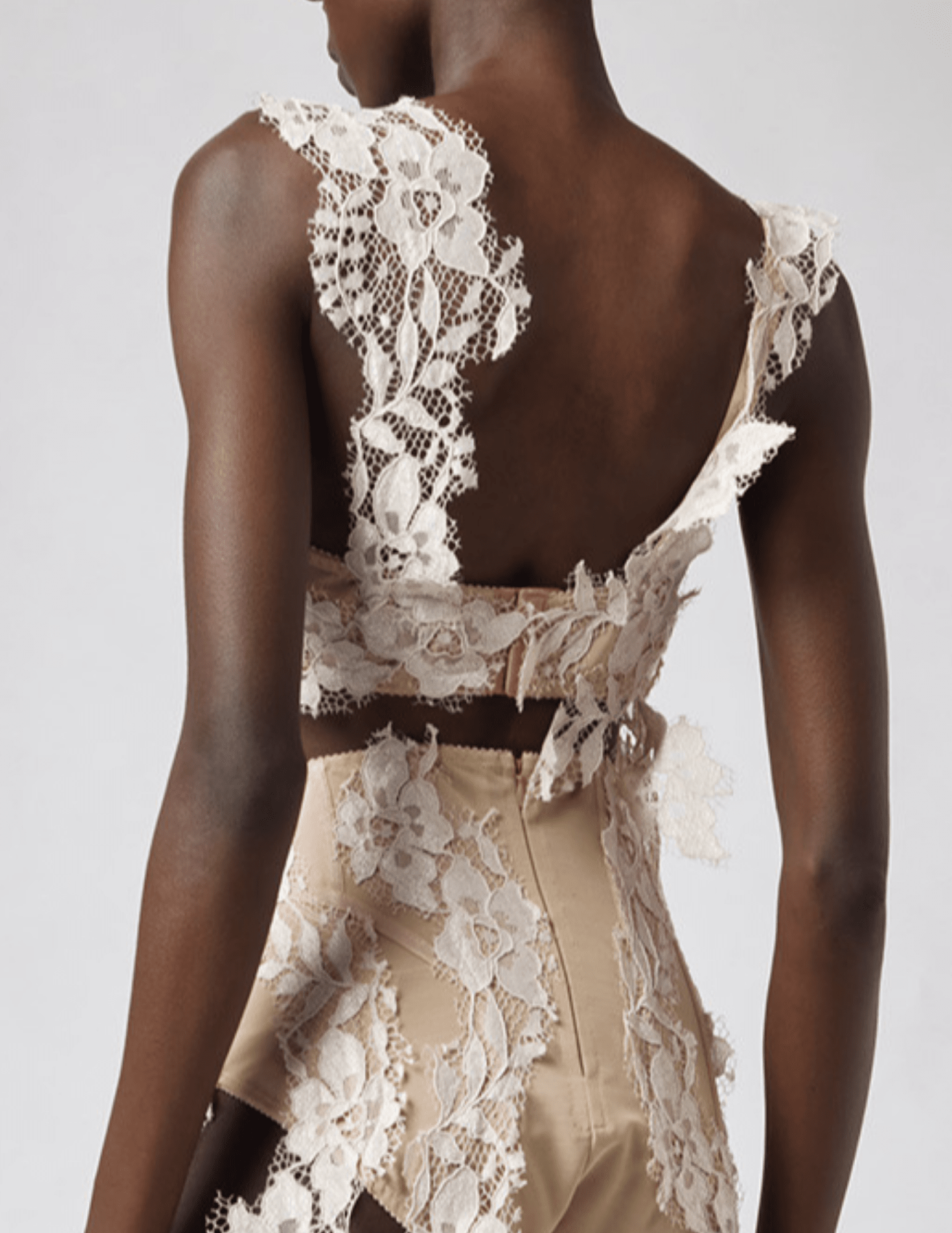 Back view of Giuseppe Di Morabito Lace Bra Top Cream