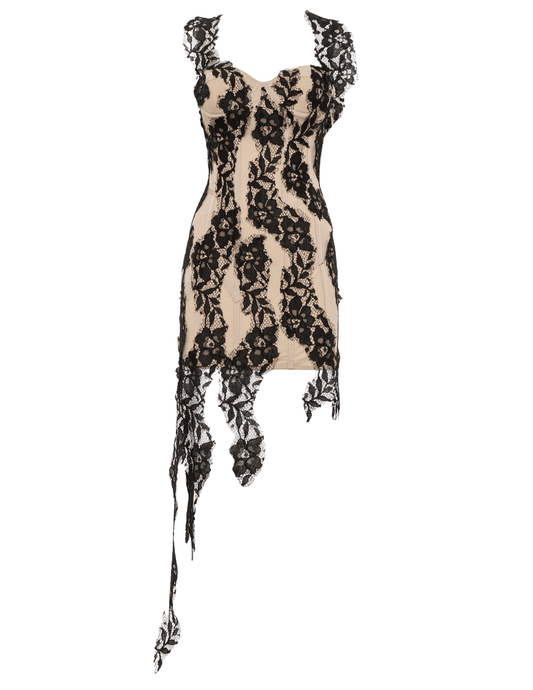 Giuseppe Di Morabito Lace Detail Corset Mini Dress Nude Black