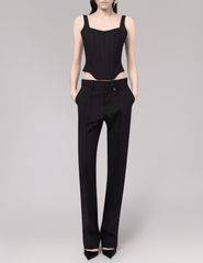 Full-body-view of Giuseppe Di Morabito Slim Mid Rise Trouser Black