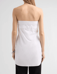 Back view of Giuseppe Di Morabito Strapless Tie Front Mini Shirt Dress White