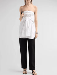 Full view of Giuseppe Di Morabito Strapless Tie Front Mini Shirt Dress White