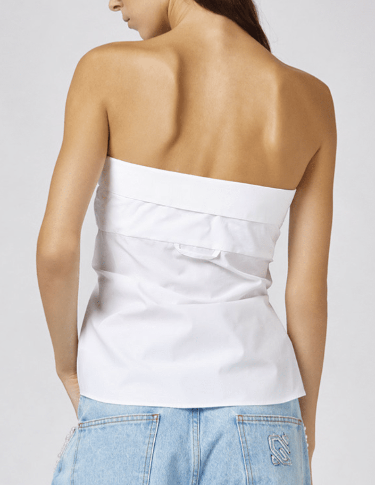 Back view of Giuseppe Di Morabito Strapless Tie Front Shirt Top White
