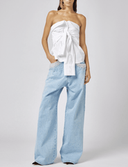 Giuseppe Di Morabito Strapless Tie Front Shirt Top White full body