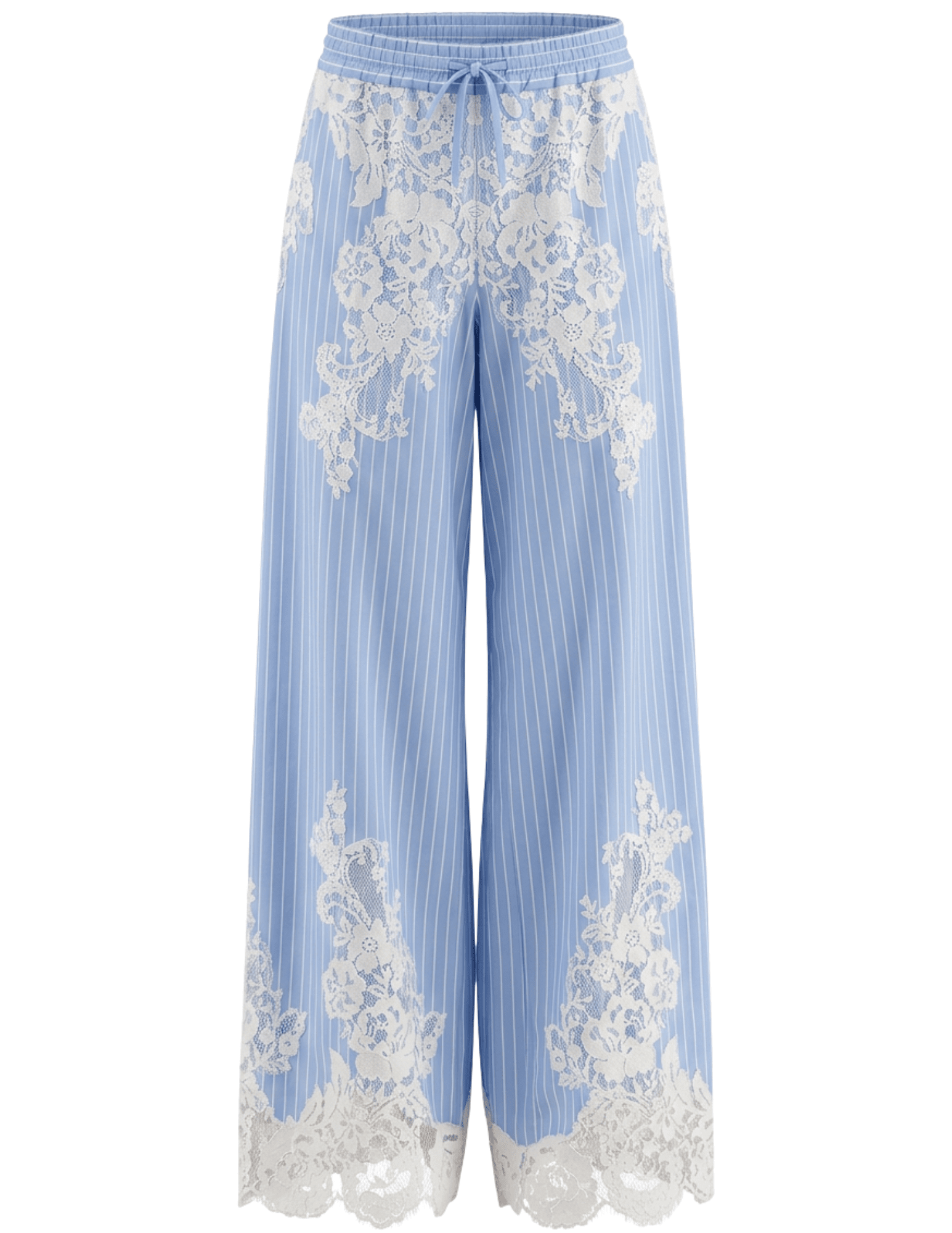 Giuseppe Di Morabito Wide Leg Lace Trim Pant Blue White Stripe