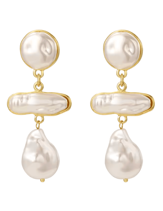 St. Barths La Robe Kelsea Organic Pearl Dangle Earrings in Gold and Ivory