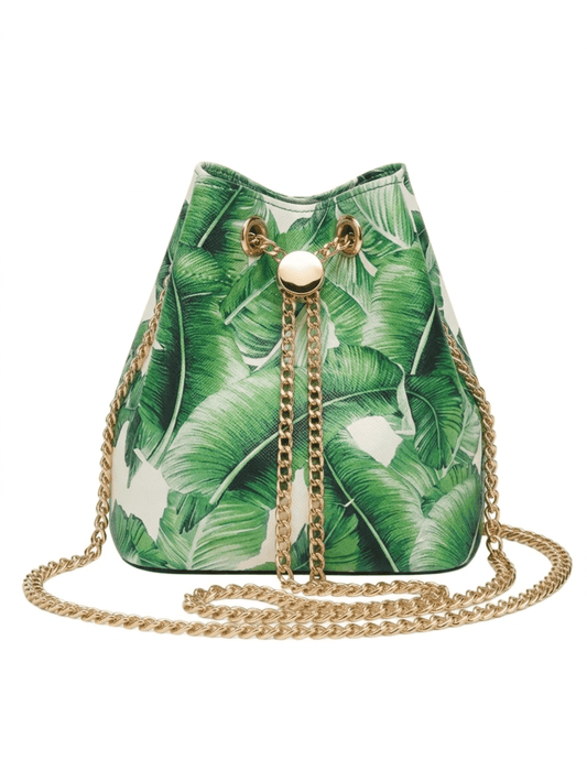 St. Barths La Robe Gina Mini Bucket Bag in Green Palm