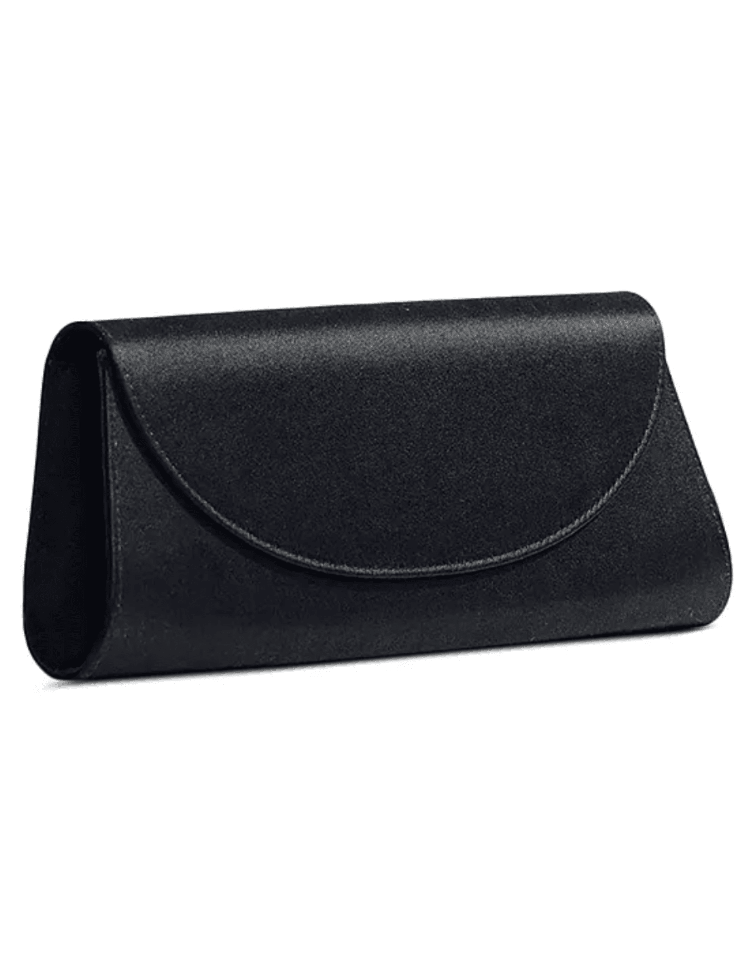 Angled view of Hunting Season Opera black satin evening clutch