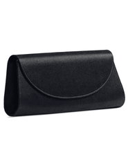 Angled view of Hunting Season Opera black satin evening clutch