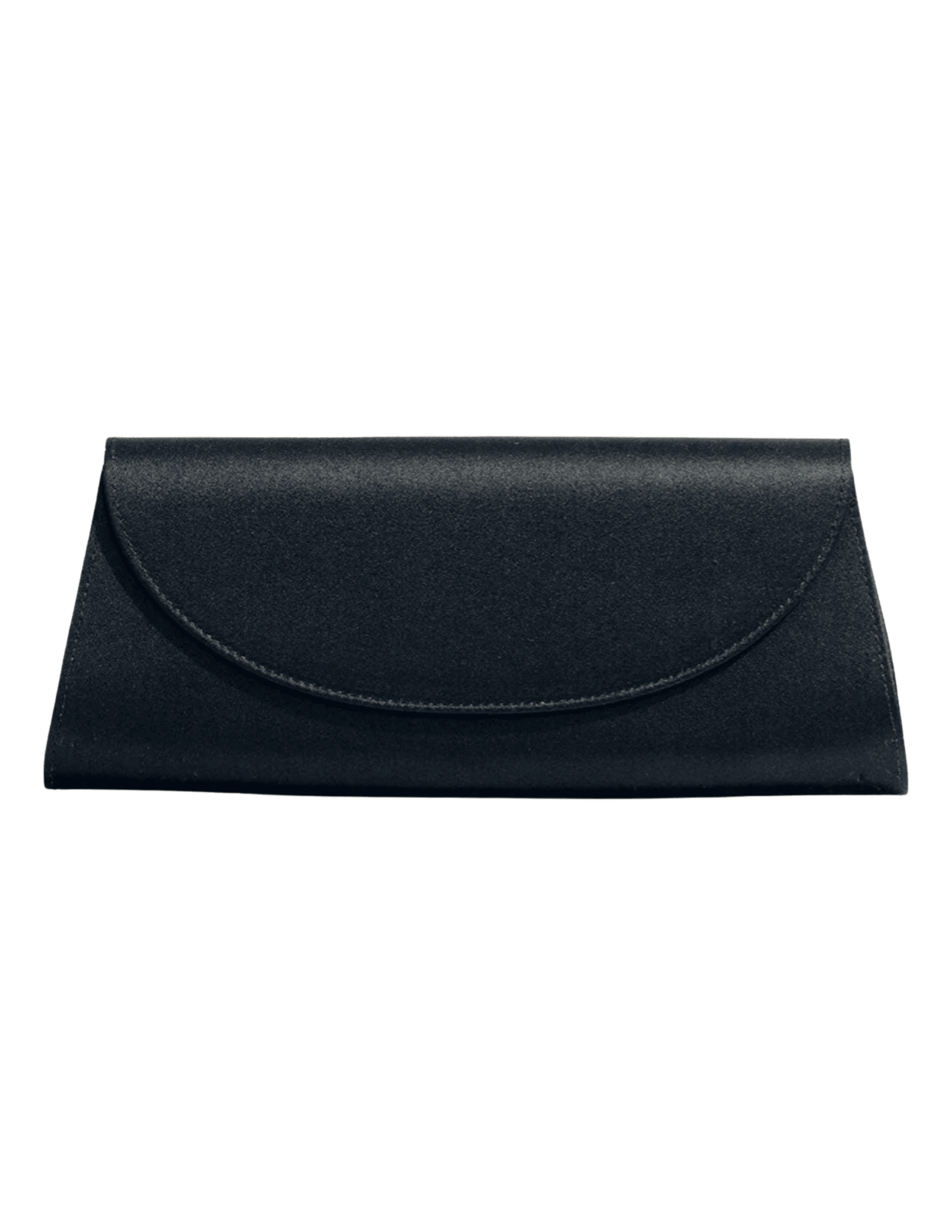 Hunting Season The Opera black satin clutch with curved front flap