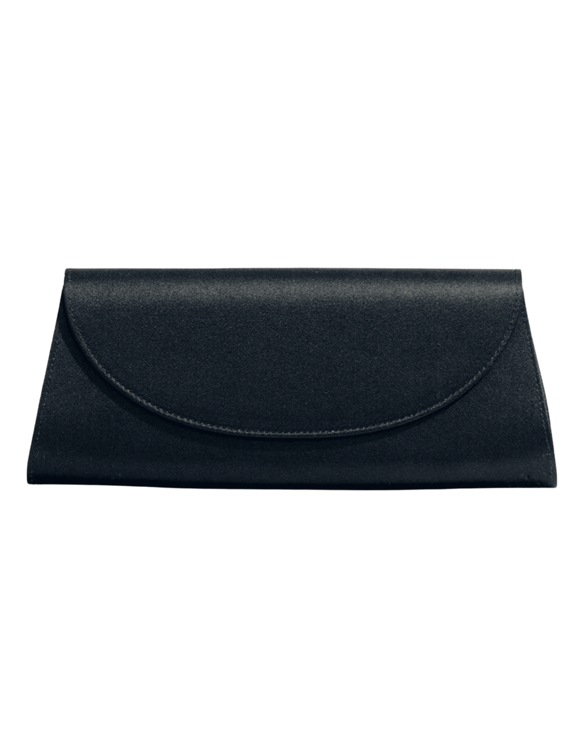 Hunting Season The Opera black satin clutch with curved front flap