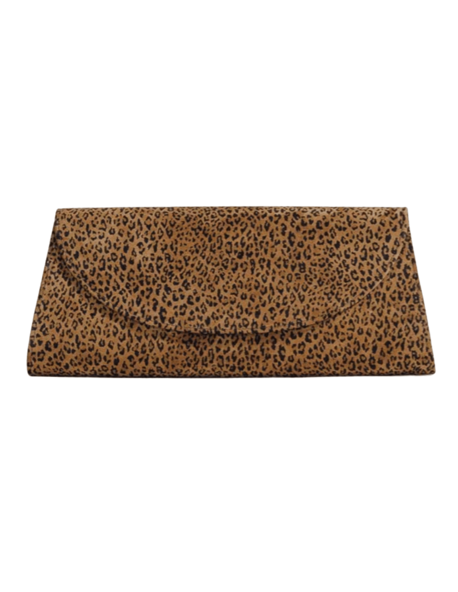 Hunting Season The Opera leopard print suede clutch with curved front flap