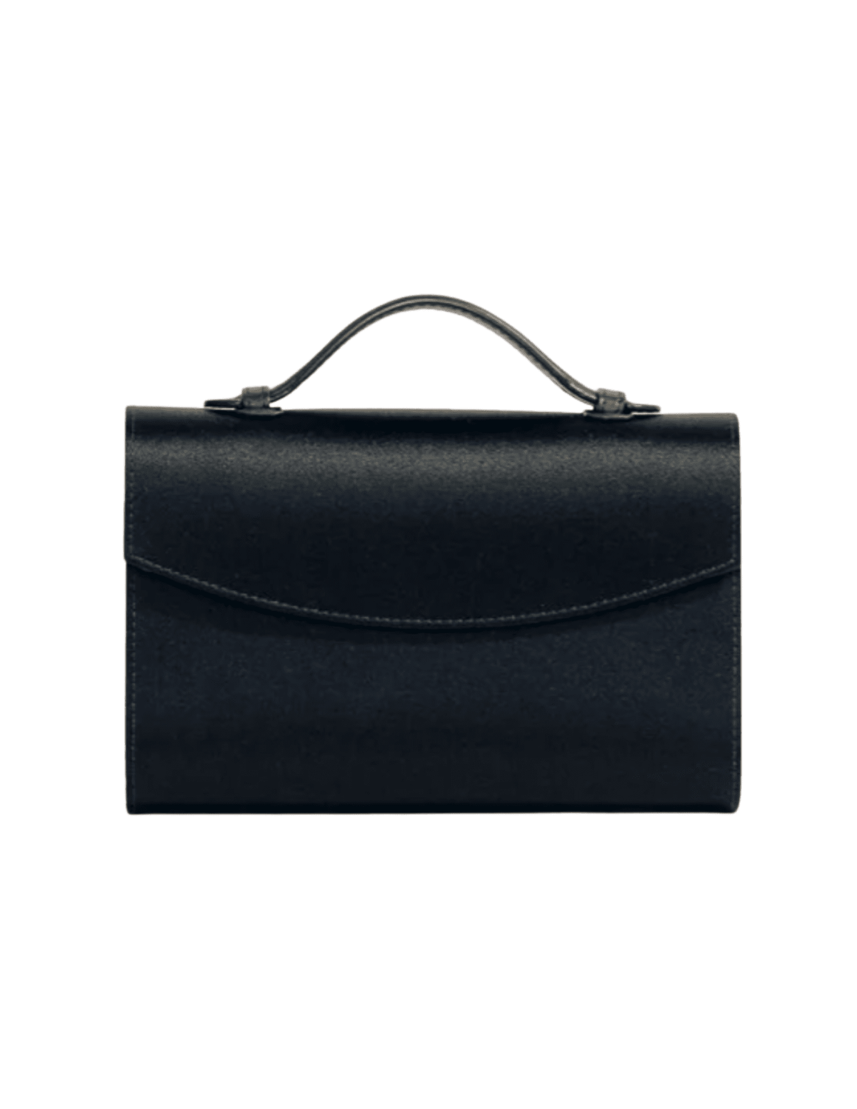 Hunting Season The Top Handle black satin clutch with structured silhouette and curved flap
