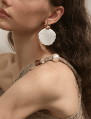 Ivory shell statement earrings with gold post