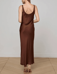  L’AGENCE Akiya Scoop Neck Midi Dress in Hot Fudge back view