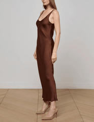  L’AGENCE Akiya Scoop Neck Midi Dress in Hot Fudge side view