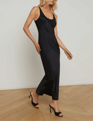 L'Agence - L'AGENCE Akiya Scoop Neck Midi Dress in Black - Buy Online