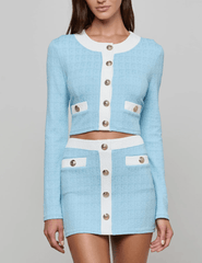 Front view of L’AGENCE Adaline Color-Block Swim Cardigan